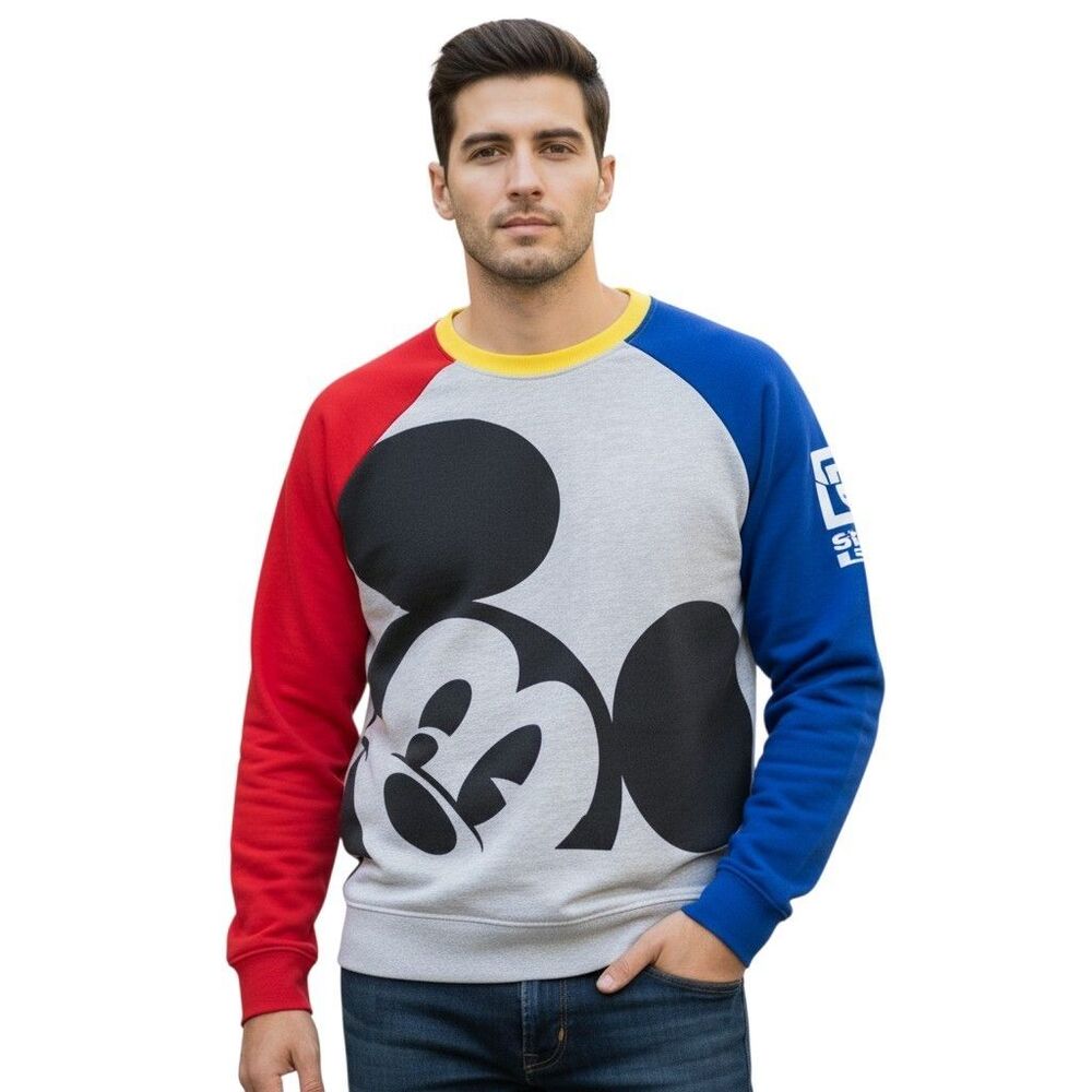 Disney Mickey Mouse Men's XL Gray Colorblock Walt Disney World 2021 Sweatshirt